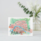 Paris France City of Love Magazine geïllustreerd Briefkaart (Staand voorkant)