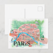 Paris France City of Love Magazine geïllustreerd Briefkaart (Voorkant / Achterkant)