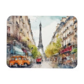 Paris France City Silhouette Waterverf Magneet (Horizontaal)