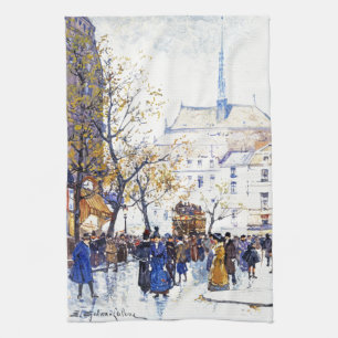 Paris France City Street Scene Art Kitchen Towel Theedoek