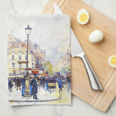 Paris France City Street Scene Art Kitchen Towel Theedoek (Quarter Fold)