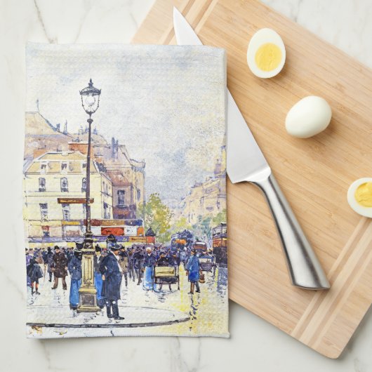 Paris France City Street Scene Art Kitchen Towel Theedoek (Quarter Fold)