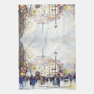 Paris France City Street Scene Art Kitchen Towel Theedoek