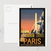 Paris France City Vintage Travel Briefkaart (Voorkant / Achterkant)