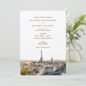 Paris France Destination Wedding Waterverf Invita Kaart (Staand voorkant)