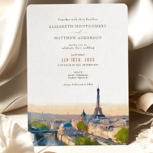 Paris France Destination Wedding Waterverf Kaart