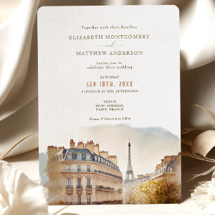 Paris France Destination Wedding Waterverf Kaart