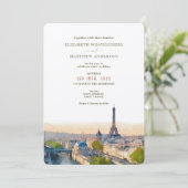 Paris France Destination Wedding Waterverf Kaart (Staand voorkant)