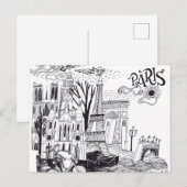 Paris France Doodle Briefkaart (Voorkant / Achterkant)