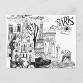 Paris France Doodle Briefkaart (Voorkant)