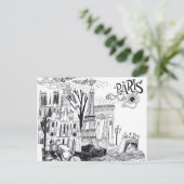 Paris France Doodle Briefkaart (Staand voorkant)