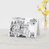 Paris France Doodle Kaart (Gele Bloem)