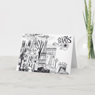 Paris France Doodle Kaart