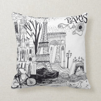 Paris France Doodle Kussen