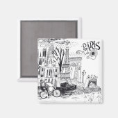 Paris France Doodle Magneet (Voorkant / Achterkant)