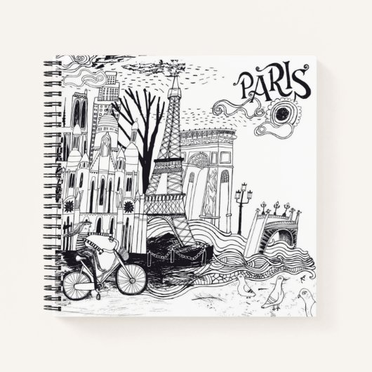 Paris France Doodle Notitieboek (Voorkant)