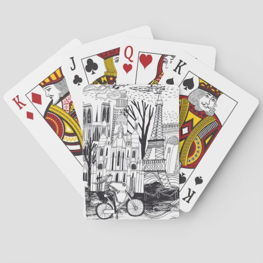 Paris France Doodle Pokerkaarten (Achterkant)