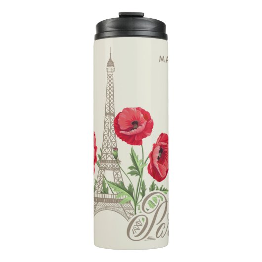 Paris France douanenaam tumbler Thermosbeker (Voorkant)