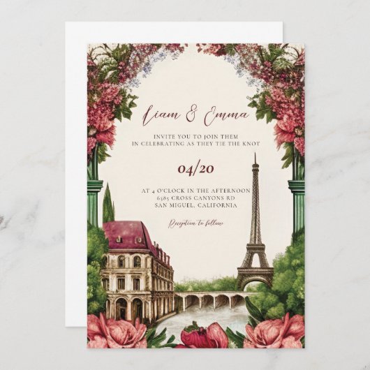Paris France Eiffel Landscape Weddenschap Kaart (Voorkant / Achterkant)