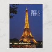 Paris France Eiffel Tower at night briefkaart (Voorkant)