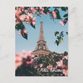 Paris France Eiffel Tower bloemen briefkaart