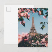 Paris France Eiffel Tower bloemen briefkaart (Voorkant / Achterkant)
