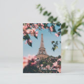 Paris France Eiffel Tower bloemen briefkaart (Staand voorkant)