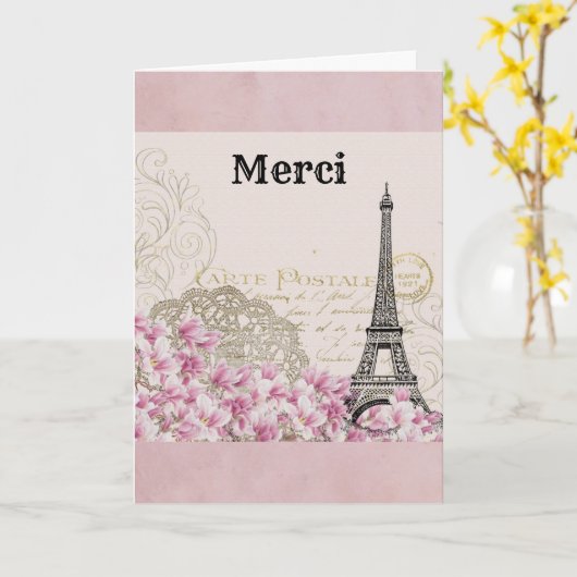 Paris France Eiffel Tower  Hartelijk dank Kaart (Gele Bloem)