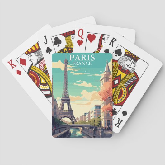 Paris, France Eiffel Tower Illustration Pokerkaarten (Achterkant)