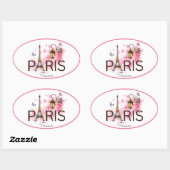 Paris France Eiffel Tower & Lamp Ovale Sticker (Vel)