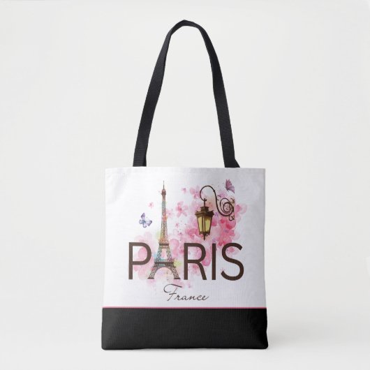 Paris France Eiffel Tower & Lamp Tote Bag (Voorkant)
