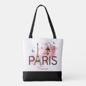 Paris France Eiffel Tower & Lamp Tote Bag (Achterkant)