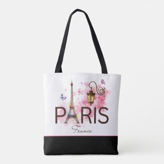Paris France Eiffel Tower & Lamp Tote Bag (Achterkant)