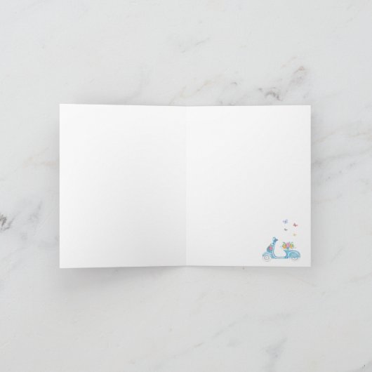 Paris France Eiffel Tower met Scooter Custom Bedankkaart (Binnen)