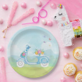 Paris France Eiffel Tower met scooterpartijthema Papieren Bordje (Feest)