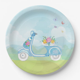 Paris France Eiffel Tower met scooterpartijthema Papieren Bordje