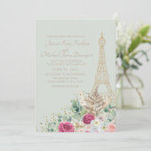 Paris France Eiffel Tower Mint Green Wedding Kaart (Staand voorkant)
