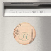 Paris France Eiffel Tower Monogram Initiaal Magnet (Insitu (Vaatwasser))