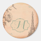 Paris France Eiffel Tower Monogram Initiaal Magnet (Voorkant)