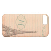 Paris France Eiffel Tower Monogram iPhone 7 Hoesje (Achterkant (Horizontaal))