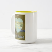 Paris France Eiffel Tower  Orient Express Tweekleurige Koffiemok (Voorkant links)