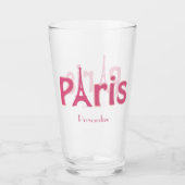 Paris France Eiffel Tower Pink op persoonlijke tit Glas (Voorkant)