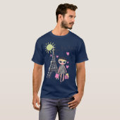 Paris France Eiffel Tower Retro Souvenir Gift T-shirt (Voorkant volledig)