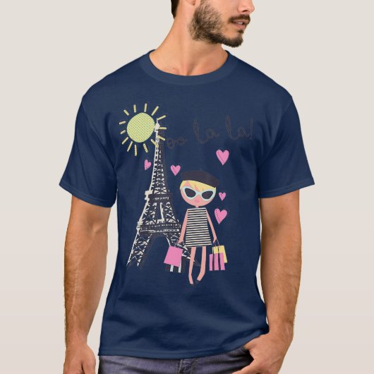 Paris France Eiffel Tower Retro Souvenir Gift T-shirt (Voorkant)