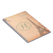 Paris France Eiffel Tower Shabb Monogram Note Book Notitieboek (Rechterzijde)