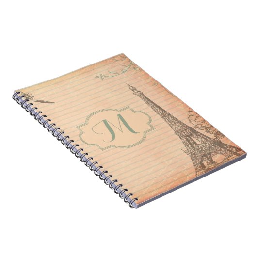 Paris France Eiffel Tower Shabb Monogram Note Book Notitieboek (Rechterzijde)