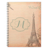 Paris France Eiffel Tower Shabb Monogram Note Book Notitieboek (Voorkant)