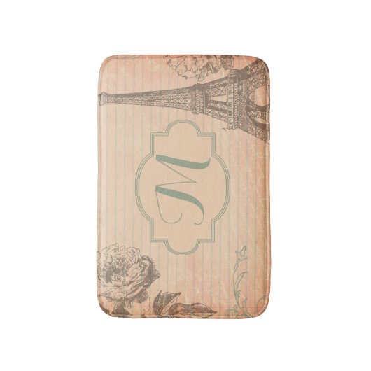 Paris France Eiffel Tower Shabby Chic Bath Mat (Voorkant Verticaal)