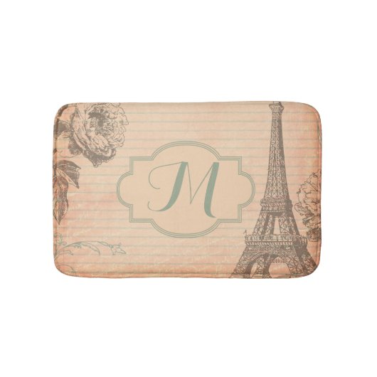 Paris France Eiffel Tower Shabby Chic Bath Mat (Voorkant)
