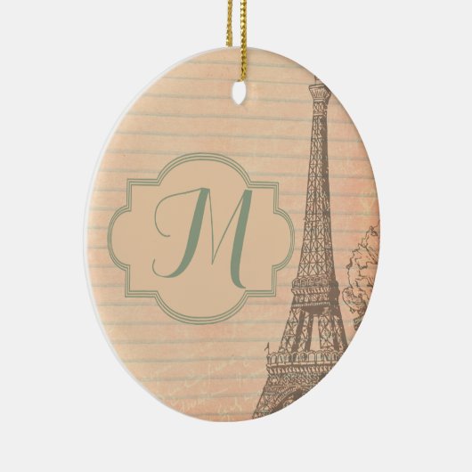 Paris France Eiffel Tower Shabby Chic Ornament (Rechts)